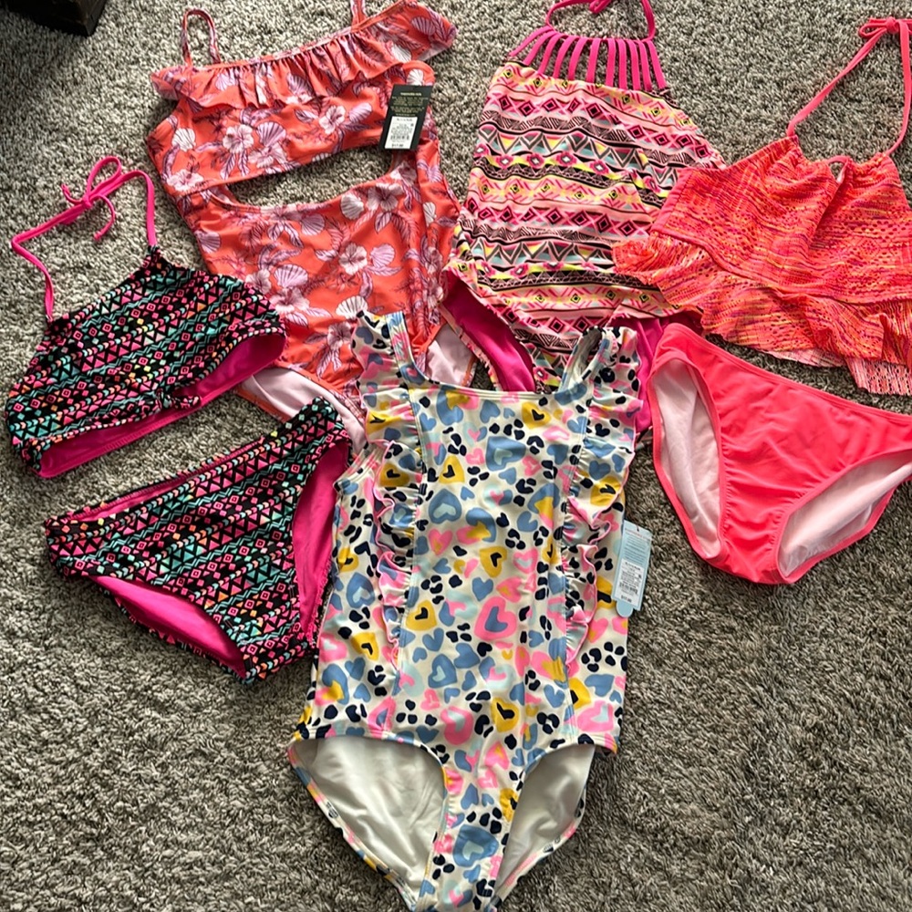 Lots of 5 big girls large xl 14/16 bikini one piece swim suits